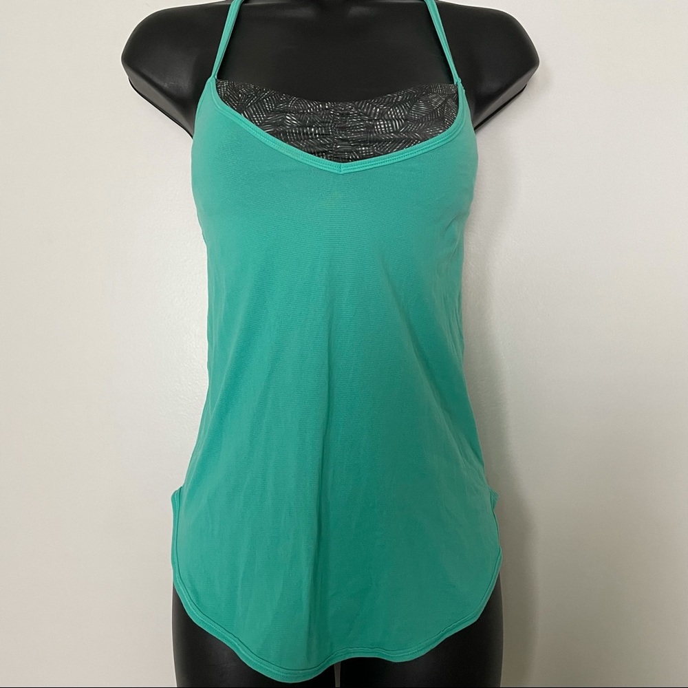 Lululemon turquoise strappy tank w/ sports bra